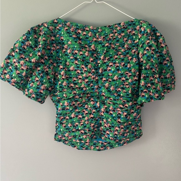 NWT Endless Rose Brianna Top Large Ruched Poplin Top. Colorful. Side zipper. - Picture 3 of 5